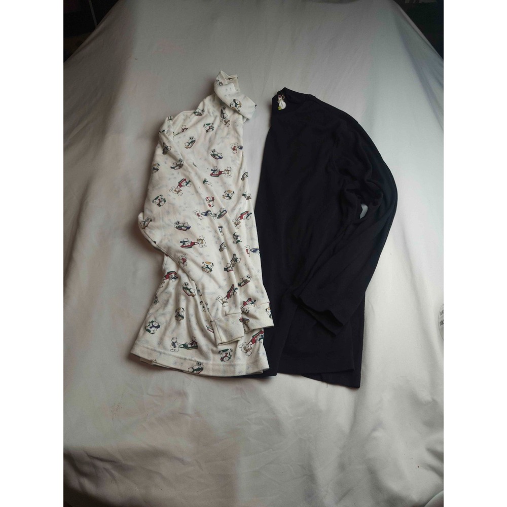 Lot Of 2 Basic Editions Shirt Womens 2X Black White Knit Turtleneck Long Sleeve